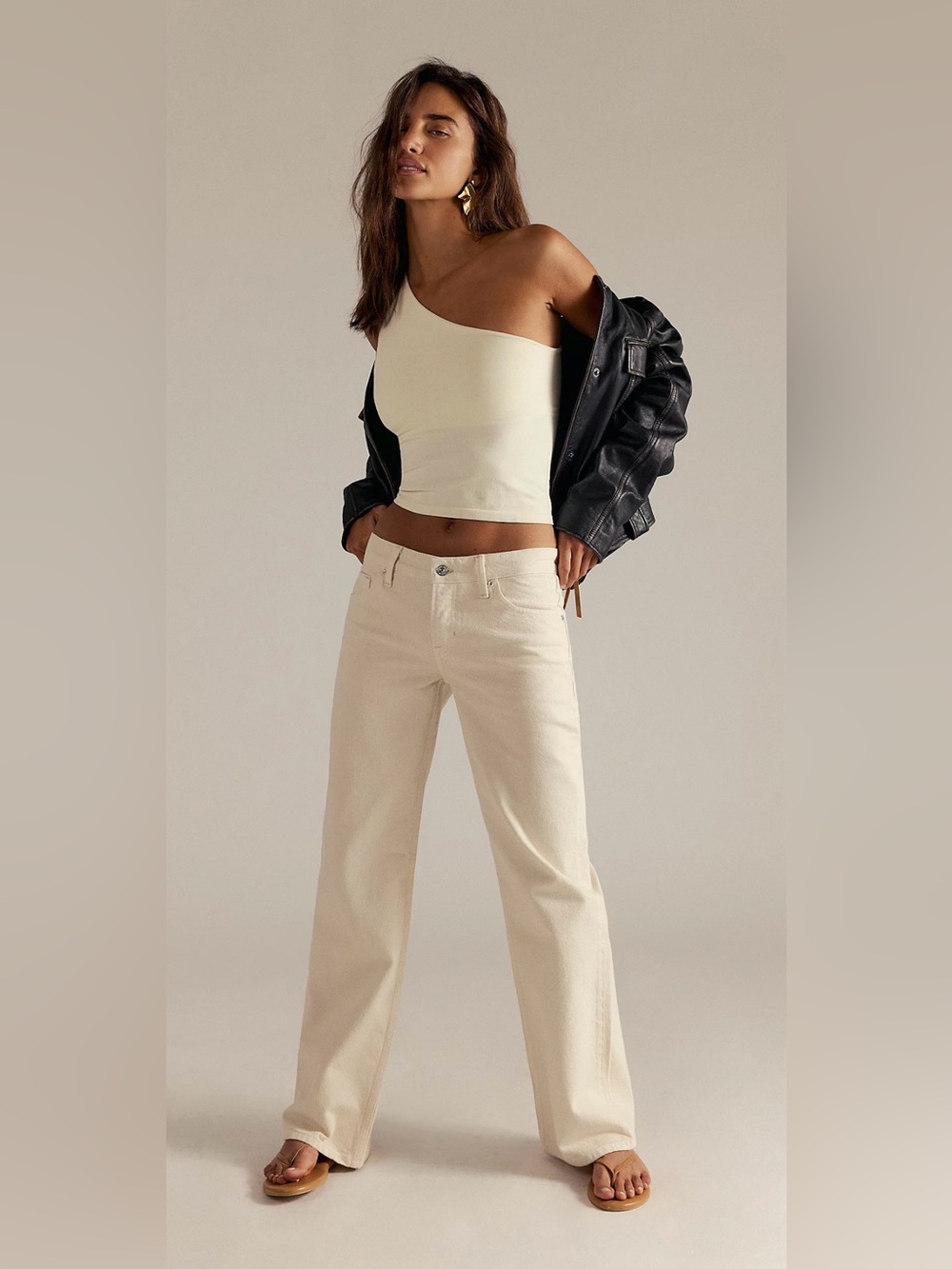 We the Free People Tennessee Low Rise Boyfriend Jeans White Ecru 27 NWT $128